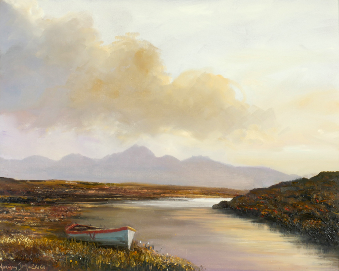 Norman J. McCaig (1929-2001) THE GLEN RIVER, COUNTY DONEGAL oil on board signed lower left; titled