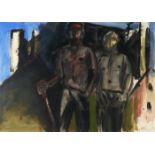 Michael Kane (b.1935) TWO WORKERS WITH A MILL mixed media on paper signed and dated lower right;