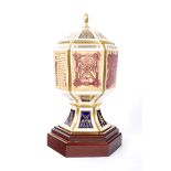 Mason's Columba Chalice. A Mason's ironstone, hexagonal, baluster-shaped, lidded chalice, the