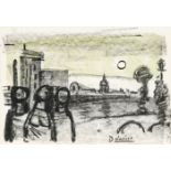 Daniel O’Neill (1920-1974) CITYSCAPE charcoal signed lower right Collection of George and Maura