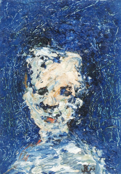 John Kingerlee (b.1936) HEAD IN BLUE oil on board signed with monogram lower right 6 x 4in. (15.24 x