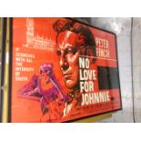 No Love for Johnnie, framed cinema poster. 1961, starring Peter Finch, Stanley Holloway and Mary