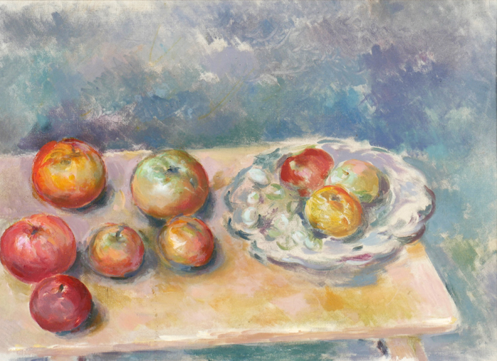 Stella Steyn (1907-1987) STILL LIFE, FRUIT AND BOWL oil on canvas inscribed on label on reverse