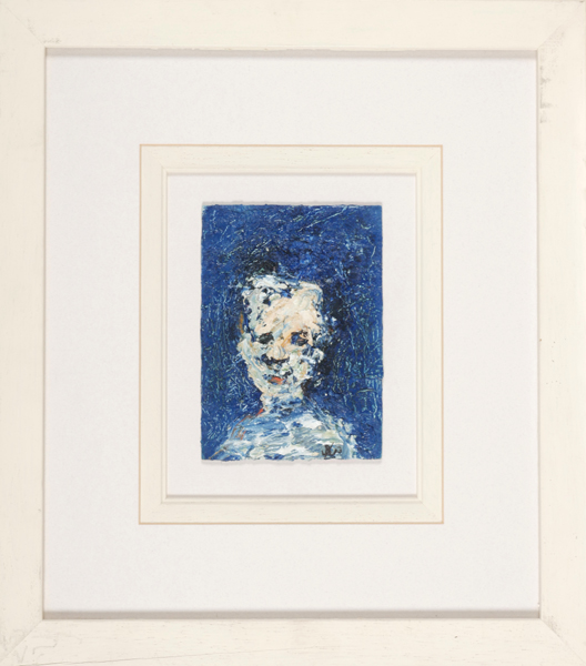 John Kingerlee (b.1936) HEAD IN BLUE oil on board signed with monogram lower right 6 x 4in. (15.24 x - Image 2 of 2