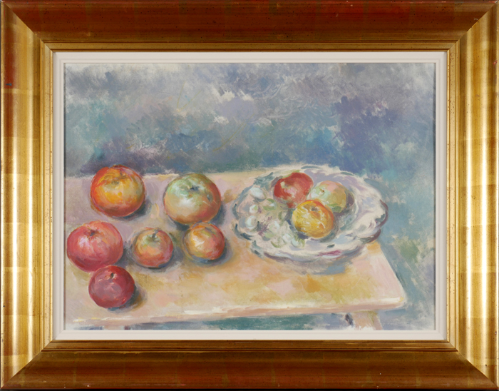 Stella Steyn (1907-1987) STILL LIFE, FRUIT AND BOWL oil on canvas inscribed on label on reverse - Image 2 of 2