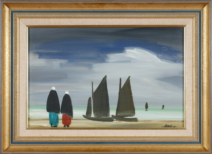 Markey Robinson (1918-1999) SHAWLIES AND BOATS gouache signed lower right 12¼ x 19¼in. (31.12 x 48. - Image 2 of 2