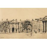 Myra Kathleen Hughes (1877-1918) PARLIAMENT SQUARE, TRINITY COLLEGE DUBLIN etching titled lower left