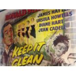 Keep it Clean, framed cinema poster. 1956, Starring Ronald Shiner, James Hayter and Diane Hart. An