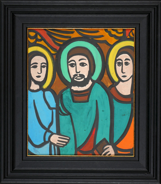 Markey Robinson (1918-1999) JESUS WITH JOSEPH AND MARY gouache on card signed with initials lower - Image 2 of 2