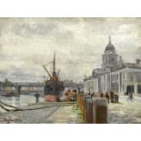 Stephen Bone NEAC (1904-1958) THE CUSTOM HOUSE, DUBLIN oil on board signed lower left; signed,