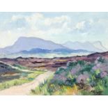 Anne Primrose Jury RUA (1907-1995) MOUNTAIN RANGE FROM HORN HEAD, COUNTY DONEGAL oil on board signed