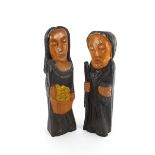 Markey Robinson (1918-1999) MARY & JOSEPH (A PAIR) painted wood; (2) both signed on reverse