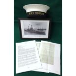 HMS Nubian Sailors Hat and Framed HMS Royal Sovereign and Victory Picture and Ephemera