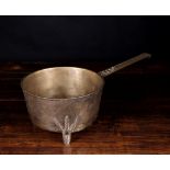 A Bronze Skillet: The reeded handle cast with initials WH5, 6 ins (15 cms) high,