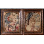 A Pair of 16th/Early 17th Century Tapestry Fragments: Head & Shoulder Portraits of a Man and a