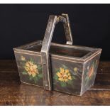 A Painted Wooden Folk Art Sewing Basket/Box decorated with flowers.