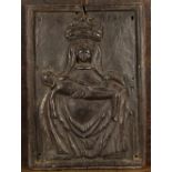 A Late 16th Century Stained Walnut Bas Relief Panel carved with The Pieta,