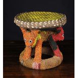 An Early to Mid 20th Century Stunning and Rare Bamileke Beaded Queen Stool.