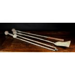 A Set of Georgian Estate Fire Tools: Tongs, Poker & Shovel, all with ball finialled handles,