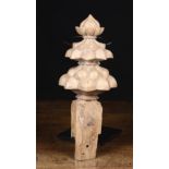A 16th Century Carved Dry Oak Newel Post Finial, 18 ins (46 cms) in height.