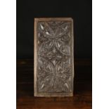 A Gothic Oak Panel carved with tracery and bearing paper collector's label to the reverse,