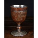 A Impressive 17th Century Treen Lignum Vitae Goblet with engine turned decoration to the foot,