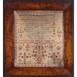 A Victorian Sampler worked by Susan Browning aged 15 years, and dated 1845,