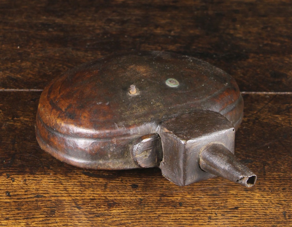 A 19th Century Leather Clad Afghan Jezail Wooden Powder Flask.