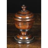 A 19th Century Turned Yew-wood Lidded Treen Spice Pot/Salt of rich dark patination.