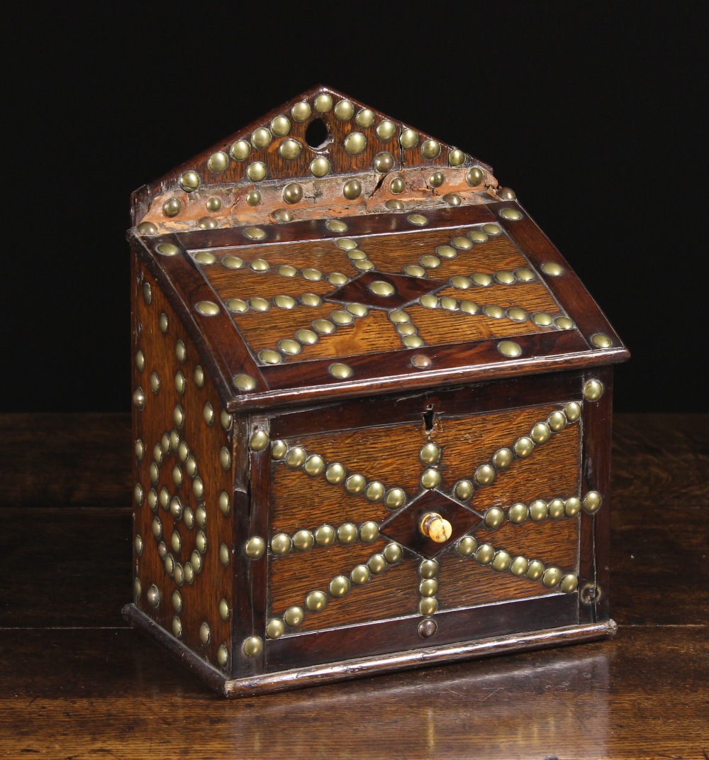 A Late 18th/Early 19th Century Boarded Oak Salt Box cross-banded in rosewood and adorned with