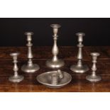 A Collection of Six Pewter Candlesticks;