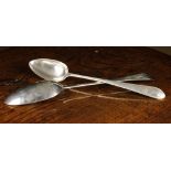 Two Fine 18th Century Silver Basting Spoons: One hallmarked Dublin 1769 with Michael Keating