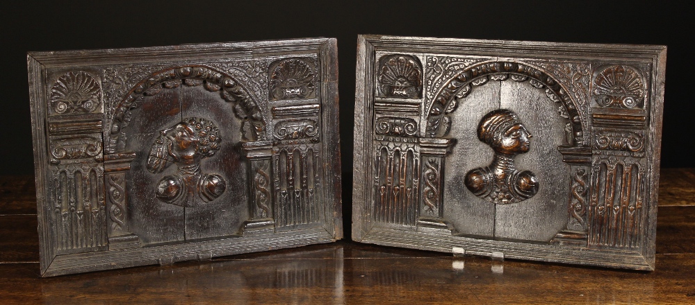 A Pair of Carved & Arcaded Oak Panel Doors Circa 1600.