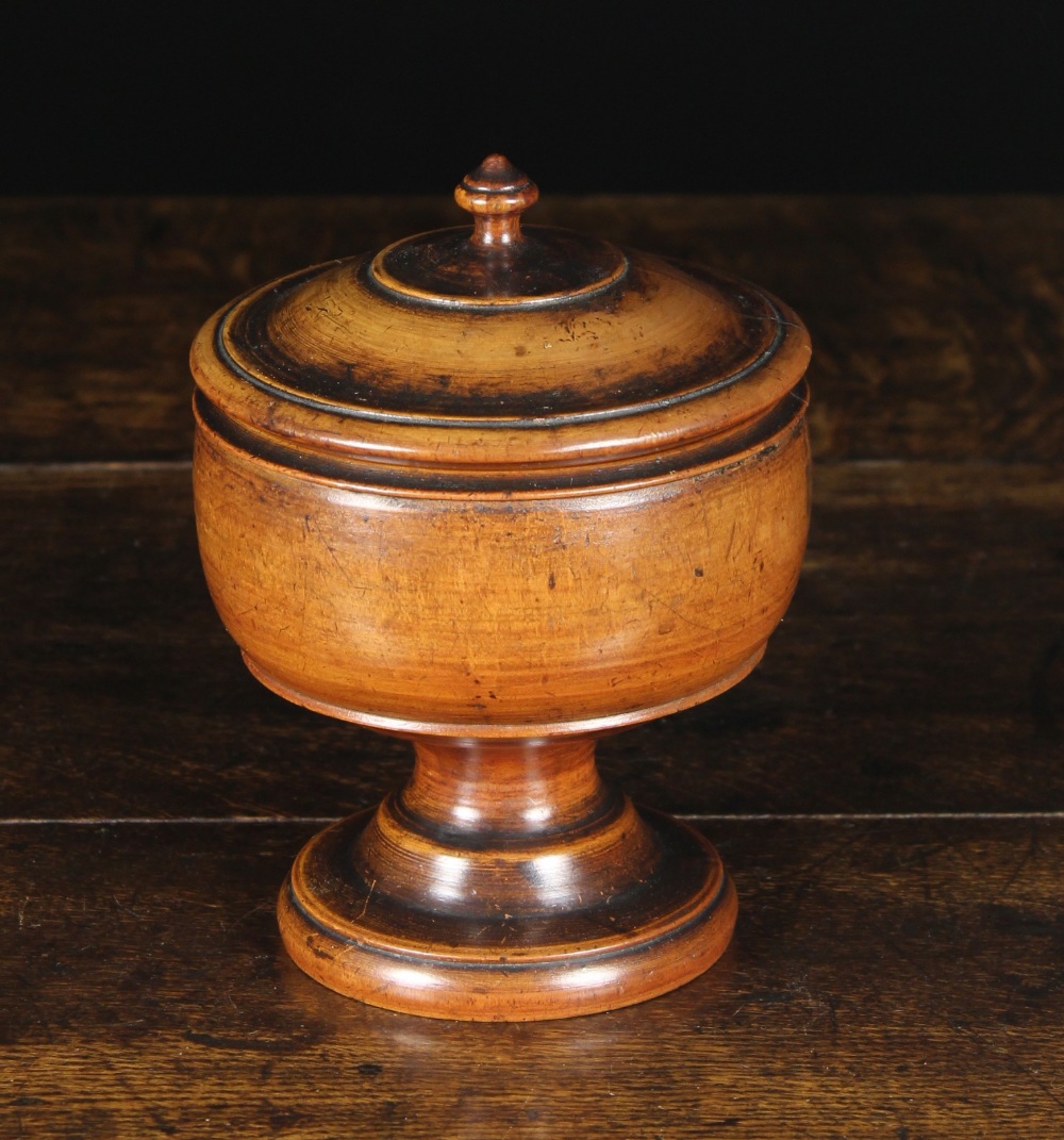 A Fine Late 18th Century Turned Fruitwood Treen Spice Pot/Salt with Cover, Circa 1790,