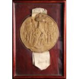 A James I Wax Seal, 6 ins (15 cms) in diameter, mounted in a double sided glazed case.