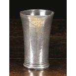 A Late 17th Century Polished Pewter Royal Commemorative Wriggle-work Beaker.