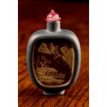 A Yixing Snuff Bottle of rounded rectangular form with a cylindrical neck, flat lip,