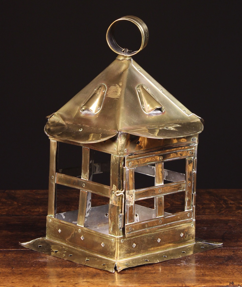 An Early 19th Century Square Brass Pendant Lantern.