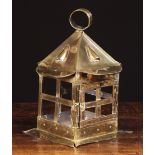An Early 19th Century Square Brass Pendant Lantern.