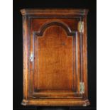 A George III Oak & Mahogany Cross-banded Hanging Corner Cupboard of fine colour and patination.