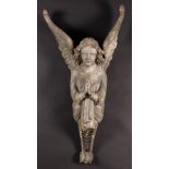 A Pair of 19th Century French Silvered Giltwood Angel Caryatids.