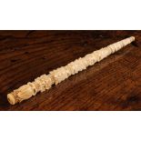 A Fine Late 18th/Early 19th Century Carved Bone' Knitting Sheath, of square tapering form,