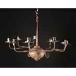 A 17th/Early 18th Century Iron Nine Branch Chandelier.