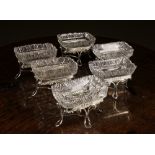 A Set of Six Georgian Scottish Cut Crystal Bonbon Dishes on silver stands hallmarked Edinburgh