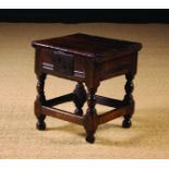 A Rare 17th Century Joined Oak Box Stool.