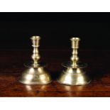 A Pair of 17th Century Miniature Brass Candlesticks.