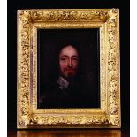 English School: A 17th Century Oil on Canvas laid onto Board: Portrait of Charles I in armour,