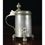 A German Pewter Guild Flagon from the Shoemakers' Journeymen Guild, inscribed and dated 1813,