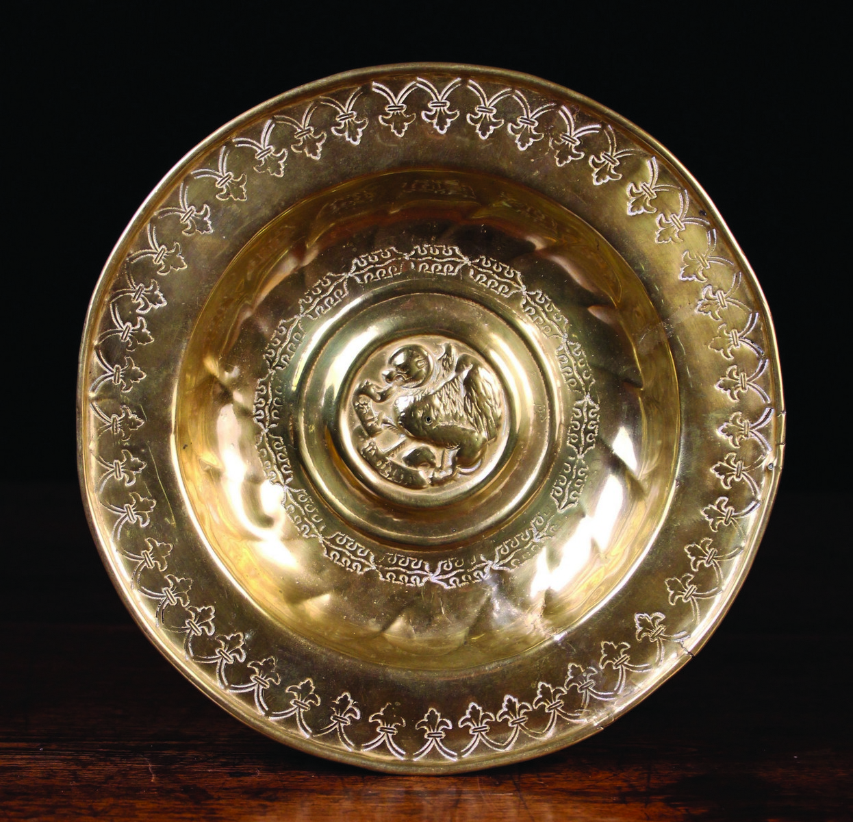 A Small 16th Century Nuremberg Brass Alms Dish, Circa 1500.