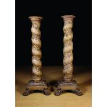 A Pair of 18th Century Carved Solomonic Columns.